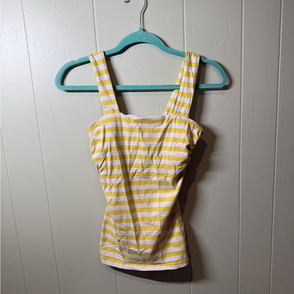 Express Yellow and White Fitted Tank Top